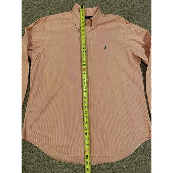 Ralph Lauren Dress Shirt Button Up Long Sleeve Mens X Large Orange Striped - Picture 9 of 10